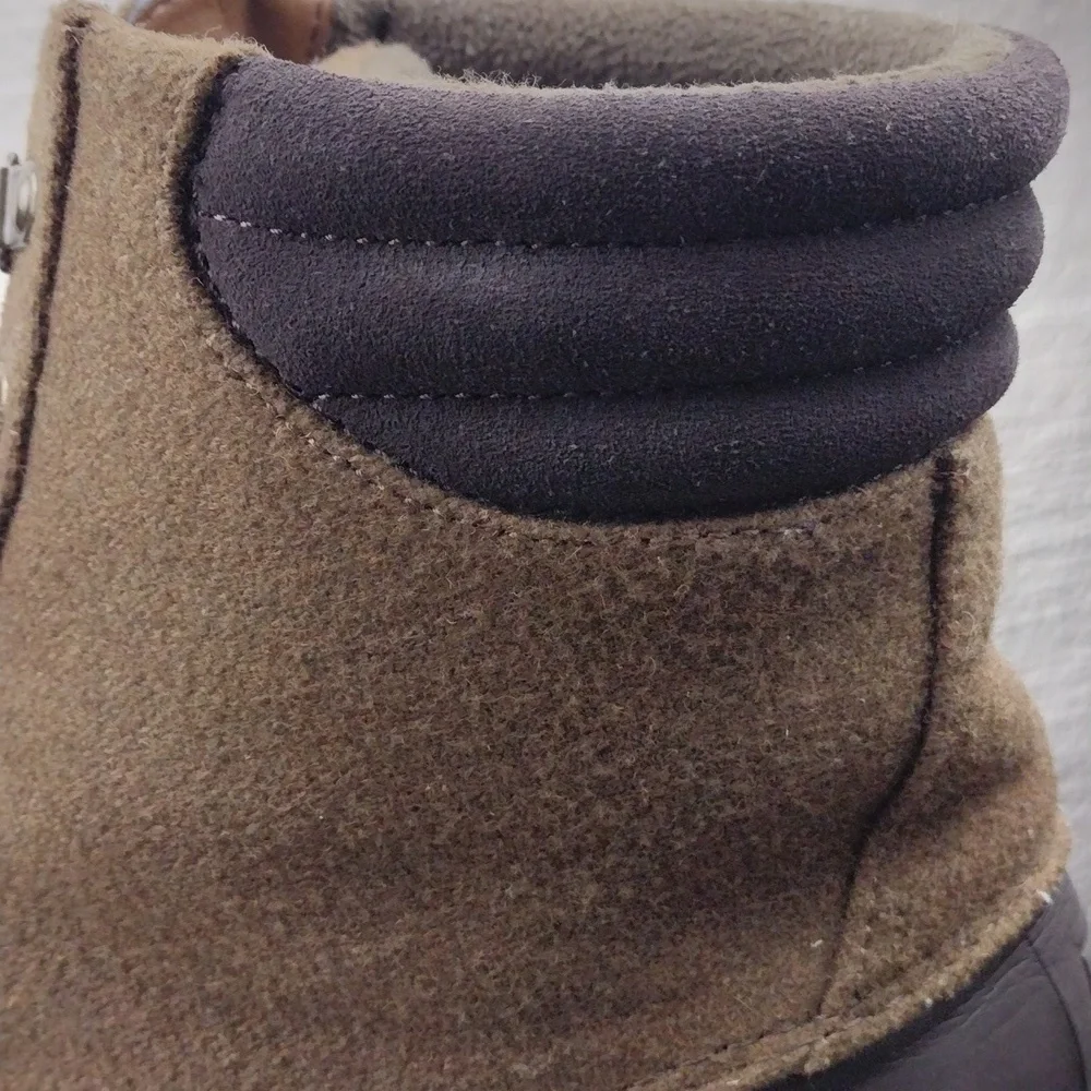 Sperry Top-Siders Avenue Olive Green Wool Blend Rubber Upper Lace Up Duck Boot